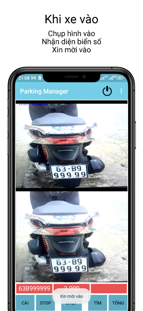 Phần mềm giữ xe trên điện thoại tích hợp AI nhận dạng biển số - Offline version