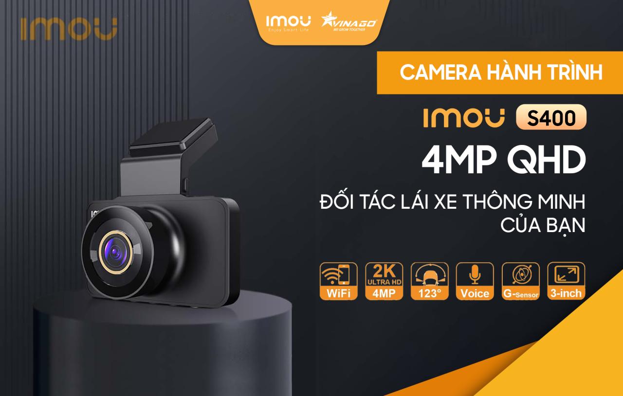 Camera hành trình IMOU S400 - Độ phân giải 4MP, Ghi hình 2K, Màn hình 3inch, BH 24 tháng.