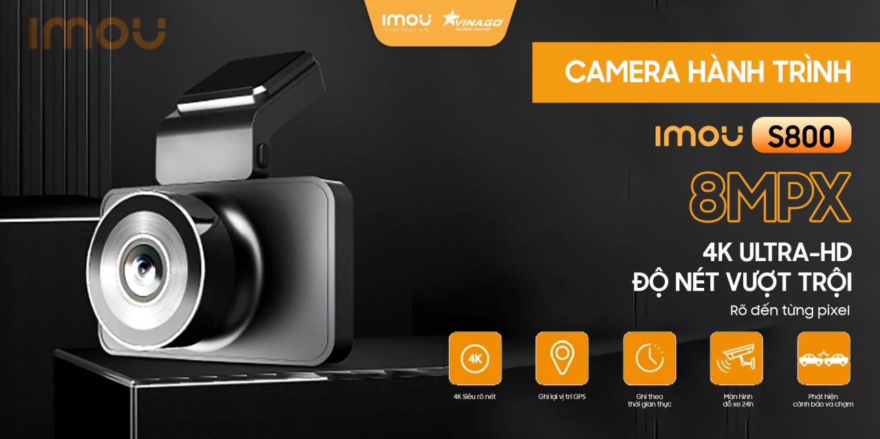 Camera hành trình IMOU S800 - Độ phân giải 8MP, Ghi hình 4K, Màn hình 3inch, có GPS, BH 24 tháng.
