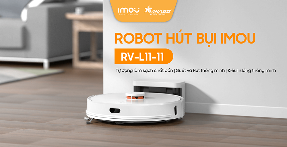 Robot hút bụi IMOU RV-L11, Lực Hút 2700PA, Pin 3000mAh, Không có Thùng rác, BH 24 tháng